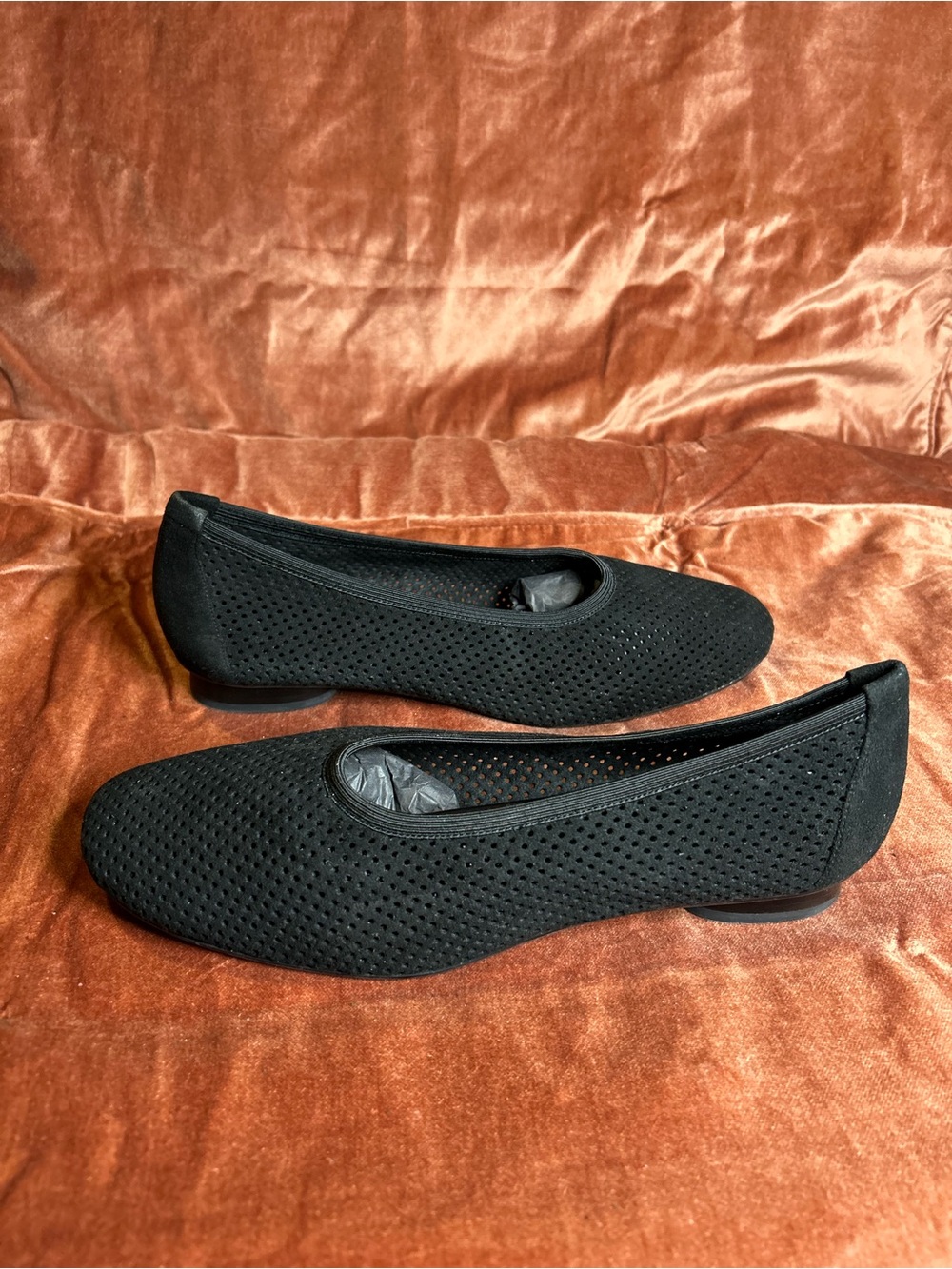 Stuart Weitzman Black Perforated Slip-On Flats